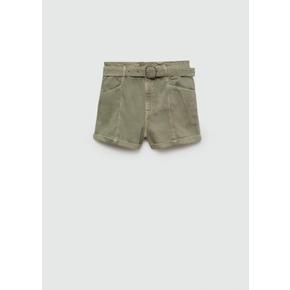 망고 벨트 데님 쇼츠 77050277 KHAKI