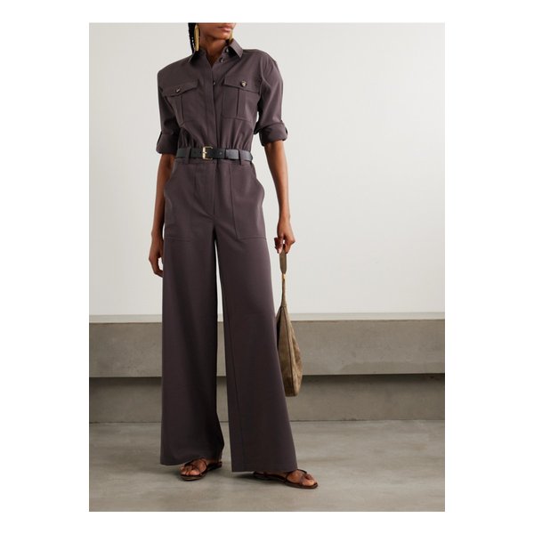 가죽 트리밍 트윌 점프수트 브라운 46376663162915095