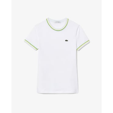 라코스테 (여성) 25SS 더블 파이핑 슬림핏 저지 티셔츠 TF0347-55G FWI(화이트)