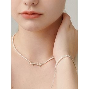 Initials Line Pearl Silver Necklace In490 [Silver]