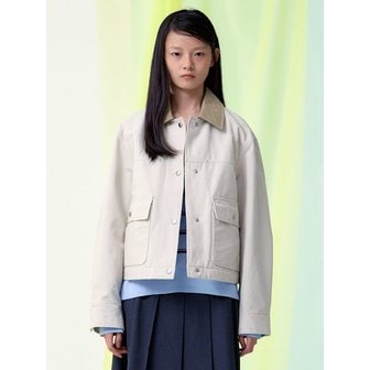 구호 플러스 Collar Detail Short Padded Jacket  Ivory (KE5138M020)