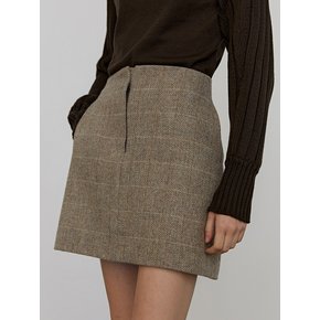 Wool checker mini skirt_Gray