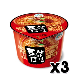  유어스 틈새라면 컵라면 매운맛 큰컵 105g x 3개