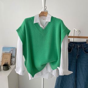 핏보장 와플짜임 빅 니트 베스트 조끼 3color_P387712580