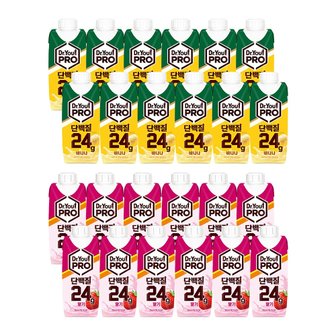 오리온 닥터유 프로 단백질 드링크 바나나 250ml x12 + 딸기 250ml x12