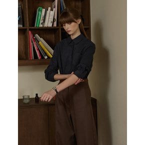 Big strap pocket wide slacks - brown