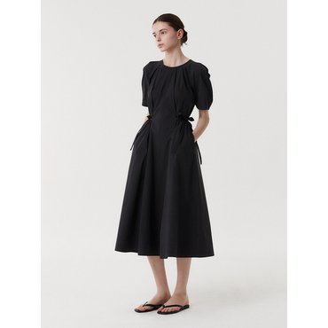 이아(EAAH) TIE TUCK DRESS (BLACK)