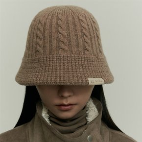 CABLE KNIT WOOL BLEND HAT HAZELNUTS