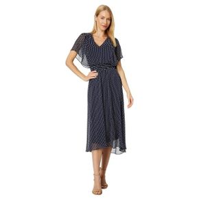 4163836 DKNY V-Neck Ruffle Sleeve Midi Dress