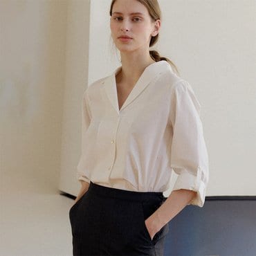 킨더살몬 Marcella Shawl Collar Shirt White