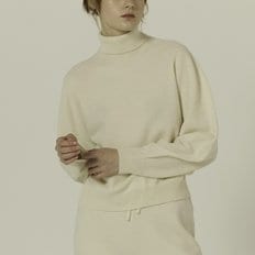 Cashmere-Blend Whole Garment Turtleneck Sweater