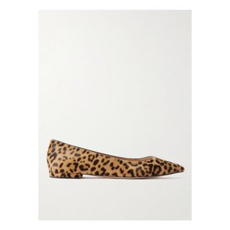 지안비토로씨 레오파드 프린트 포니 헤어 포인트 토 플랫 1647597360274786