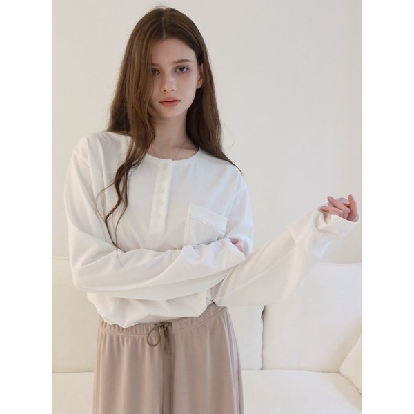 Cotton Henry neck Top_White
