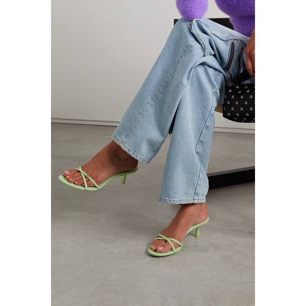 달리아 크리스털 장식 가죽 뮬 라임 그린 1647597287181562