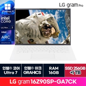 [신세계몰][정품 윈도우11홈]LG전자 그램 프로 16인치 16Z90SP-GA7CK 16GB  +1TB 추가 ON