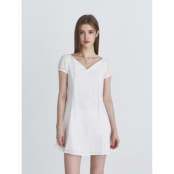 Ribbon flare dress (Ivory)