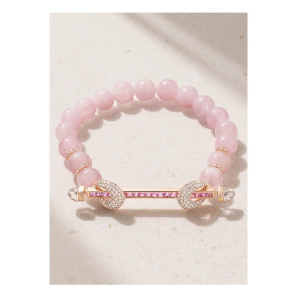 아나냐 차크라 18k 로즈 골드 멀티스톤 브레이슬릿 핑크 46376663162896731