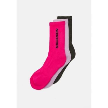 이스퀘어 4832135 Salomon EVERYDAY CREW UNI 3 PACK - Socks knockout pink/purple heather/olive night