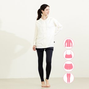 [본사] 베이직엘르 여성인 루즈핏 집업 래쉬가드 비치하의 세트 BEL-W217G