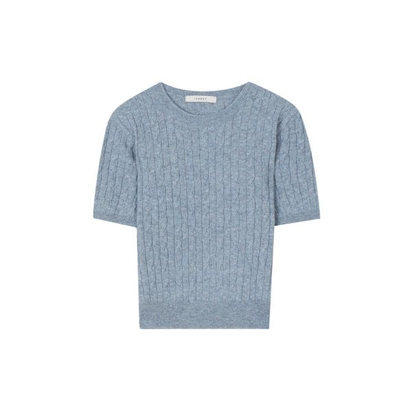 울 혼방 라운드넥 케이블 반팔 니트 (VJUCH2916)