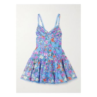 CHARO RUIZ 차로루이즈 안지 티어드 프린트 코튼 혼방 미니 드레스 블루 46376663162861318