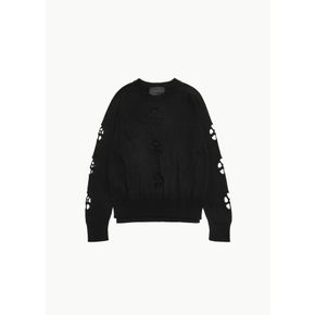 시몬로샤 26SS Mercerised Daisy Cutout Jumper W/ Daisy, Black
