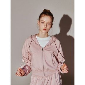 Lace Tape Hood Zip-Up Pink