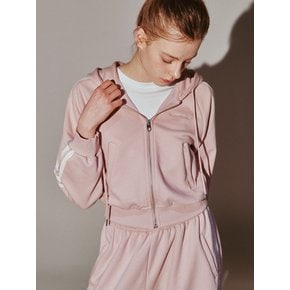 Lace Tape Hood Zip-Up Pink