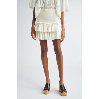 이스퀘어 4776177 Isabel Marant Etoile Naomi Tiered Cotton Blend Miniskirt