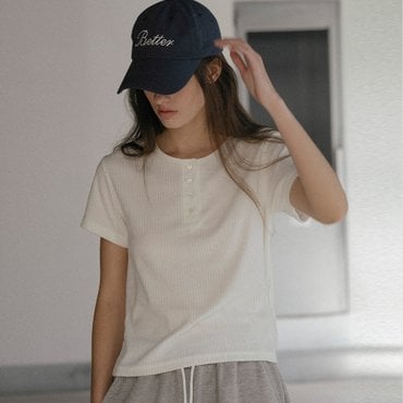 노운베러 Henley neck ribbed T-shirt KNSS03TS14_Ivory