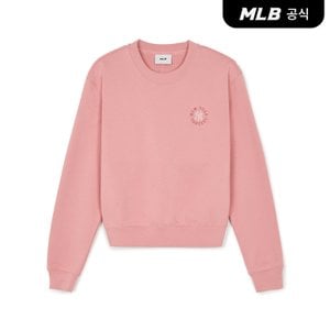 MLB [코리아공식] 여성 베이직 원형로고 크롭 맨투맨 NY (Mg.Pink)