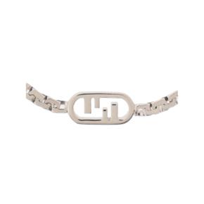 남성 Fendi OLock Silver Colored Chain Bracelet in Metal Man