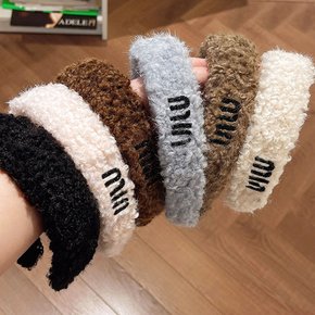 예쁜 뽀글이 털 겨울 가을 머리띠 도톰한 볼륨 똥머리 웨이브 단발 안아픈 헤어밴드