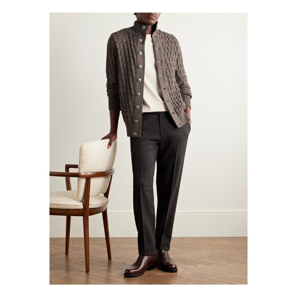 스타크 텍스처 버진 울 가디건 브라운 46376663162918481