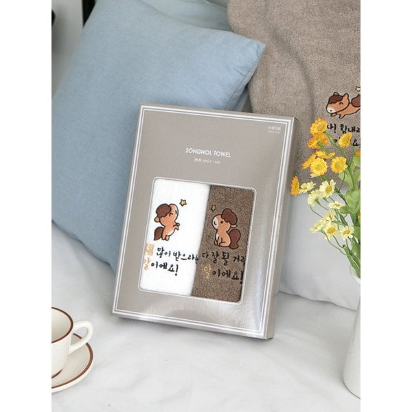 말자수 세면타올 150g 2매 선물세트 (창박스+CM쇼핑백)