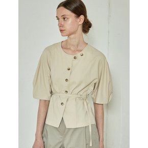 comos 835 Stitch raglan sleeve belt blouse (beige)