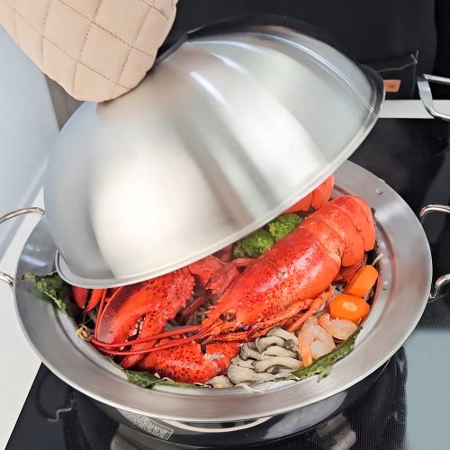 스텐 스티머 고구마 야채 만두 떡 업소용 만능 찜기 찜솥 찜통 돔형 24cm