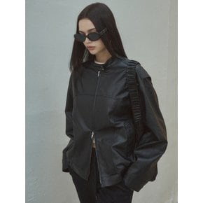 Oversized Faux Leather Jacket _CTO101(Black)