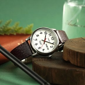 이지리더 데이데이트 35mm 라이트가되는 수능 시험 가죽 손목시계
