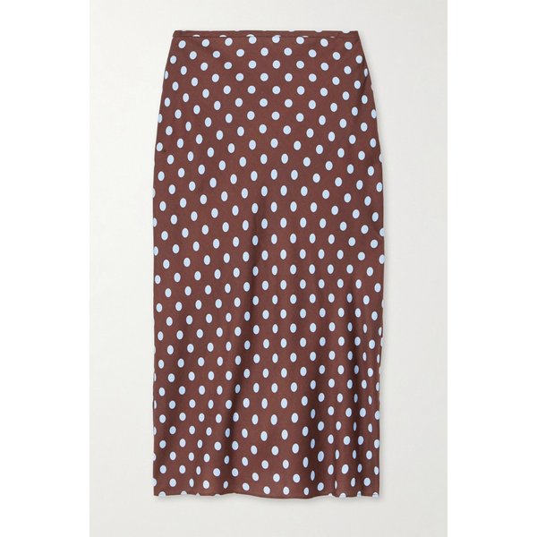 포세 레오 폴카 도트 텐셀 블렌드 새틴 미디 스커트 46376663162981472