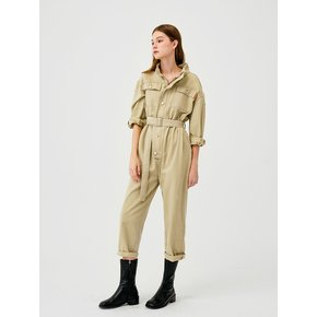 [WIDE] Shoot Jump Suit Beige