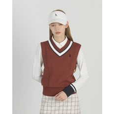 헤지스골프 [25SS] 와인 여성 케이블 홑겹 니트 베스트 HWSW5A213D3