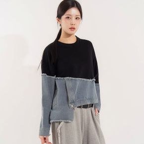 모아 데님 레이어드 맨투맨_P436619558