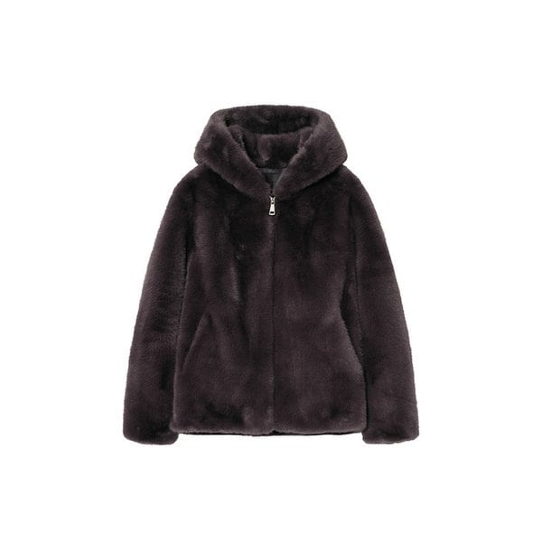 페이크 퍼 후디드 자켓 [퍼플]
