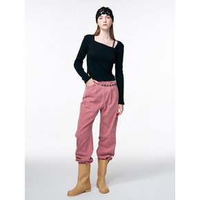 Pigment Pintuck Denim Pants, Pink