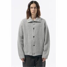 Grey Turtle Neck Cardigan_CWWAW24713GYL