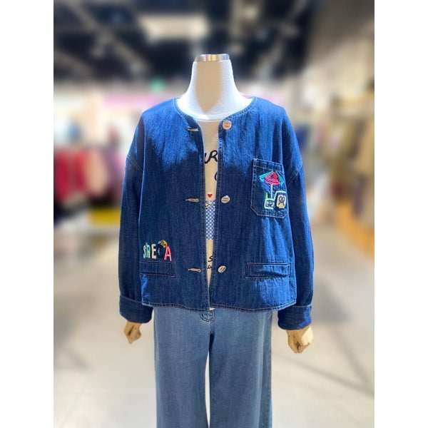 [여주점] 라운드넥 자수 데님점퍼 (BAJP53531)