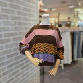 LC31FYKN603X 울 혼방 멀티 배색 라운드 니트