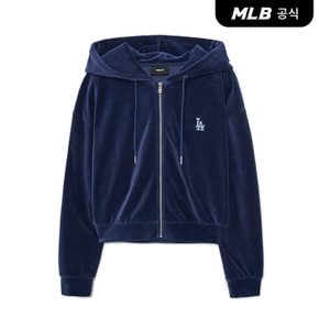 [엠엘비코리아공식] 여성 베이직 벨벳 크롭 후드 집업 LA (Navy)