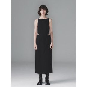 BOAT NECK CHAIN DRESS (BLACK)